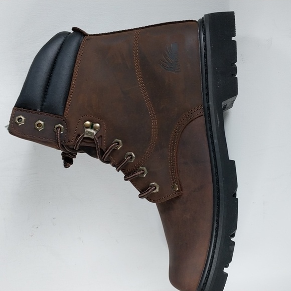 Leather Work Boots Padded Collar Goodyear Construction Brown by ITASCA - Picture 8 of 15